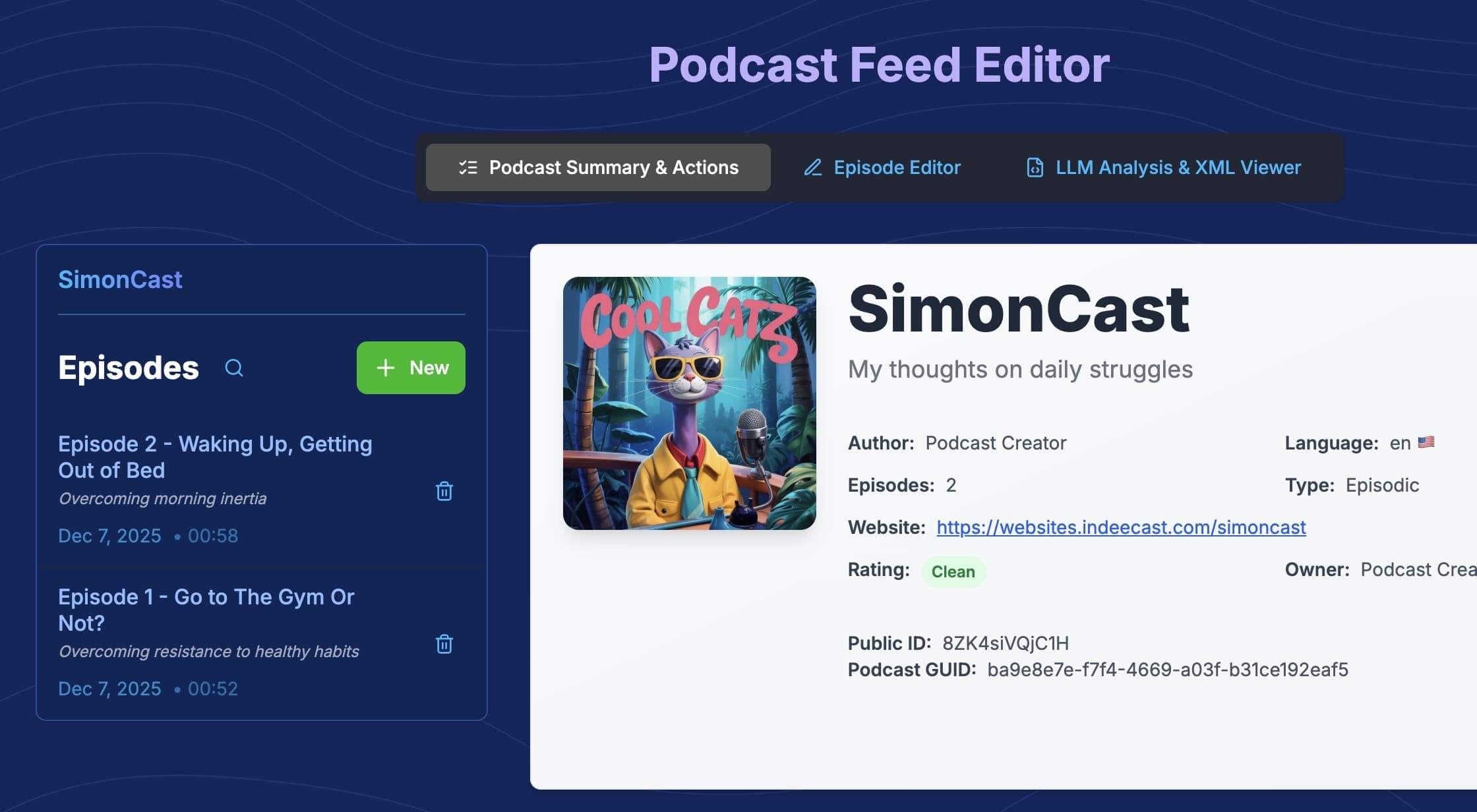 Ninacast Editor Interface